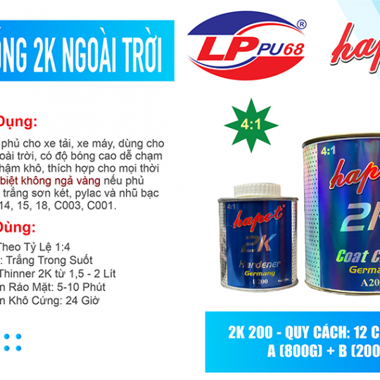 Dầu Bóng 2K AB 200 - Ngoài Trời