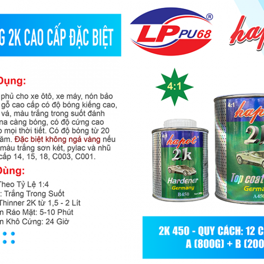 Dầu Bóng 2K AB 450 - Ngoài Trời